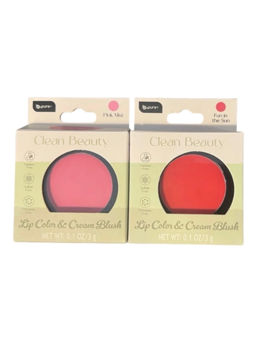 B-Pure Clean Beauty 2 Lip Color & Cream Blush Combo New